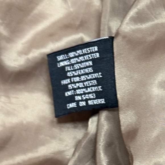 Guess - Champagne/Taupe Mid-length Down Puffer Coat w/Removable Fur-Lined Hood - Picture 8 of 8